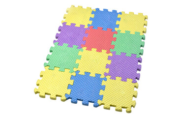 foam jigsaw on a white background,with clipping path
