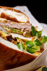 Tasty burger with cheese sauce