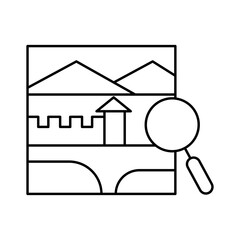 Local destination travel and tourism icon with black outline style. satellite, concept, business, app, tag, isolated, design. Vector Illustration