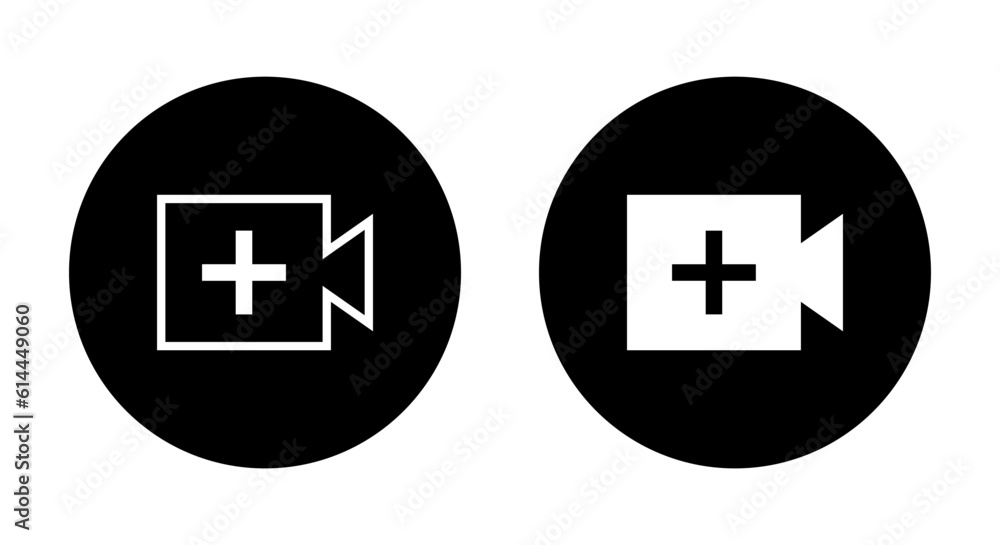 Poster create video icon vector. upload videos button sign symbol