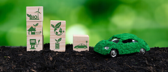 Green biofuel car model for eco-friendly clean energy engine vehicle with zero CO2 emission...