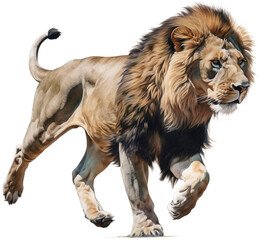 Obraz premium Lion watercolor illustration transparent png