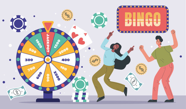 Lottery Luck Lucky Win Wheel Spin Game Jackpot Roulette Concept. Vector Graphic Design Illustration