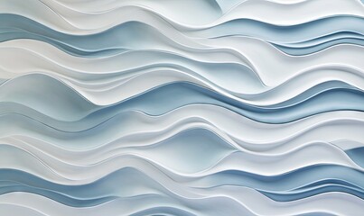 Fototapeta premium an abstract background of wavy blue and white lines and waves of varying sizes and shapes, with a soft light blue hue to the top right of the image. generative ai