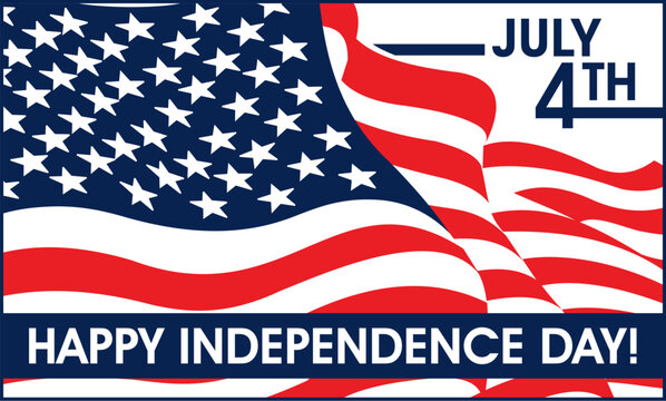 Happy Independence Day - July 4th is a vector graphic image of a July 4th Independence day design or banner that includes text and a cropped flag. Great for t-shirts, mugs, advertising and promotions.