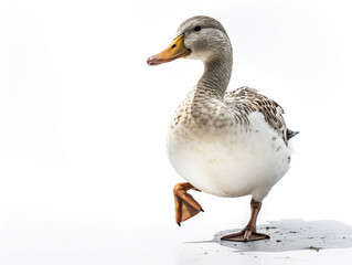 Obraz premium 鴨 白背景 AI生成画像 ジェネレーティブAI