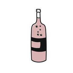 wine bottle with grapes hand drawn vector design illustration