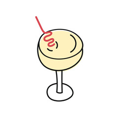 a glass of mango juice hand drawn vector design illustration