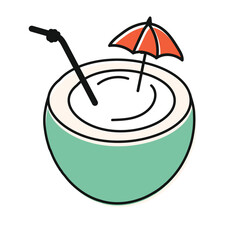 young coconut ice hand drawn vector design illustration