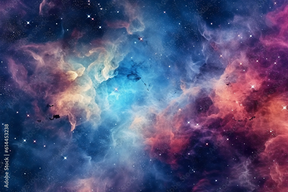 Sticker nebula, galaxies and dust in space. abstract background. generative ai