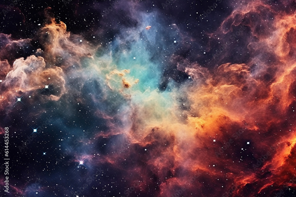 Sticker nebula, galaxies and dust in space. abstract background. generative ai