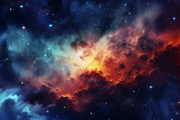 Fototapeta na wymiar Nebula, galaxies and dust in space. Abstract background. Generative AI
