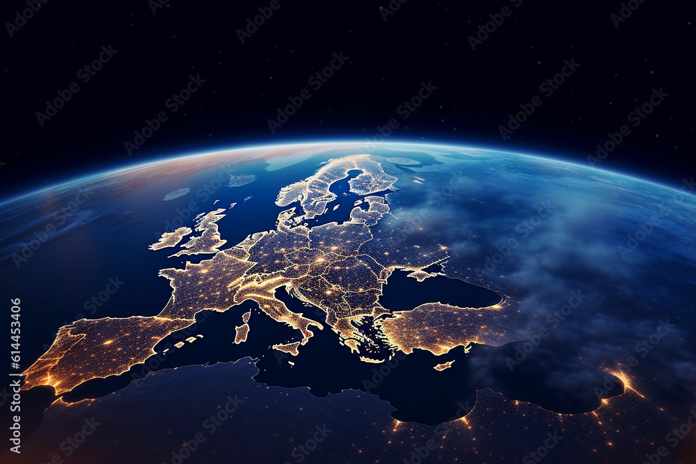 Wall mural europe seen from outer space.. generative ai