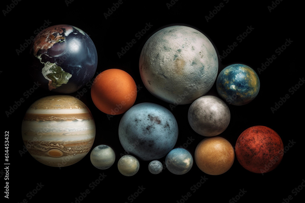 Canvas Prints solar system with many planets in a black background. generative ai