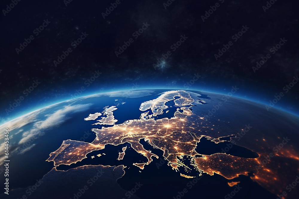 Canvas Prints europe seen from outer space.. generative ai