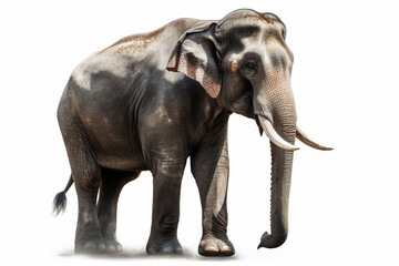 象 （アジアゾウ）　白背景　AI生成画像　ジェネレーティブAI