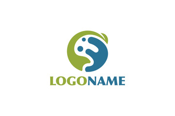 Creative logo design depicting water and green leaves , designated to the cleaning industry.