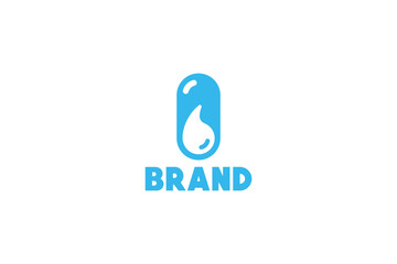 Creative logo design depicting a piill with a droplet, designated to the cleaning industry.