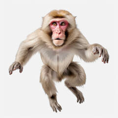ニホンザル　白背景　AI生成画像　ジェネレーティブAI