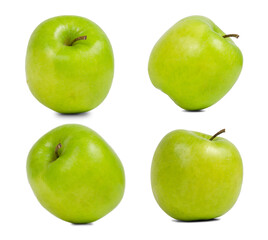Set of ripe green apples isolated on a white background.