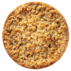 Close up grated pie isolated on white background