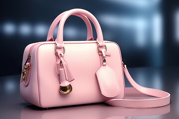 Elegant Beautiful Trendy Smooth Youth Women's Handbag in Light Pink. created with Generative AI