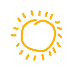 doodle, vector, sun, sketch, icon, graphic, illustration, sign, summer, drawing, sunlight, sunshine, symbol, cartoon, design, element, hand, abstract, art, light, sunny, drawn, cute, sunset, sunrise