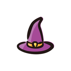 Witch hat - Halloween icon/illustration (Hand-drawn line, colored version)