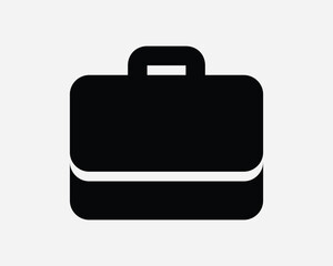 Briefcase Icon. Bag Luggage Suitcase Portfolio Brief Suit Case Handheld Business Office. Black White Sign Symbol Artwork Graphic Clipart EPS Vector