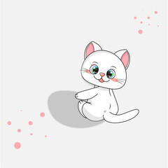 Cute white kitten with white background