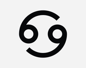 69 Icon. Cancer Zodiac Horoscope Astrology Mythology Fortune Astronomy. Black White Shape Sign Symbol Illustration Artwork Graphic Clipart EPS Vector