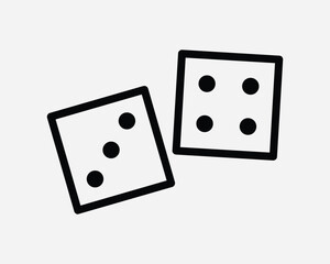 Casino Dice Icon. Gambling Gamble Luck Game Play Fortune Cube Success Betting Black White Sign Symbol Illustration Artwork Graphic Clipart EPS Vector
