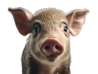 A small adorable pig with  isolated on a white background  Generative Ai