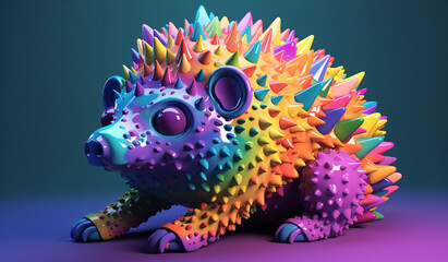 A colorful porcupine toy that looks like a hedgehog Generative Ai