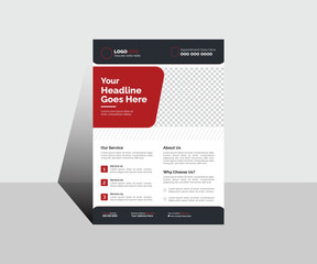 Creative corporate business flyer design template with red color.