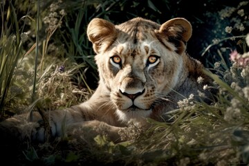 Naklejka premium Lion in the Wild - Generative AI
