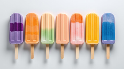 pastel popsicle icecream on white background