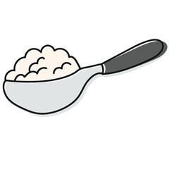 spoon of rice hand drawn vector illustration