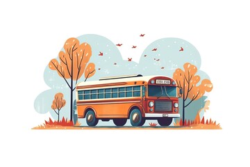 School Bus Illustration. Transportation illustration. Generative AI
