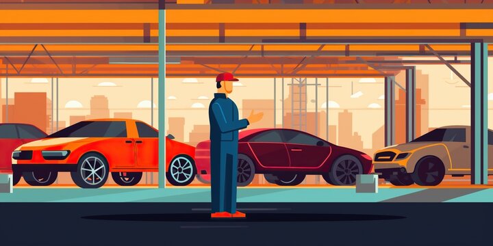 A Car Factory Worker Watches The Production Line Grind To A Halt, His Job Now Threatened By The Automation Crisis, Concept Of Technological Unemployment, Created With Generative AI Technology