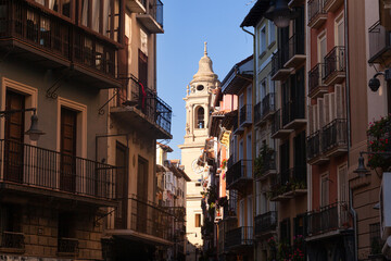 Pamplona cathedral seen from Curia street