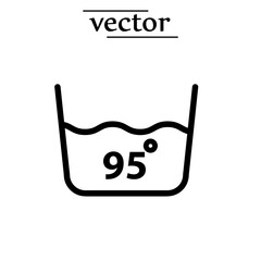95 C water temperature washing line icon. filled flat sign for mobile concept and web design. Wash machine instruction illustration on white background..eps