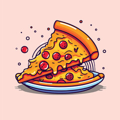 pizza illustration cartoon style. Italian food pizza iconic food 