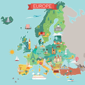 Map of Europe with countries names