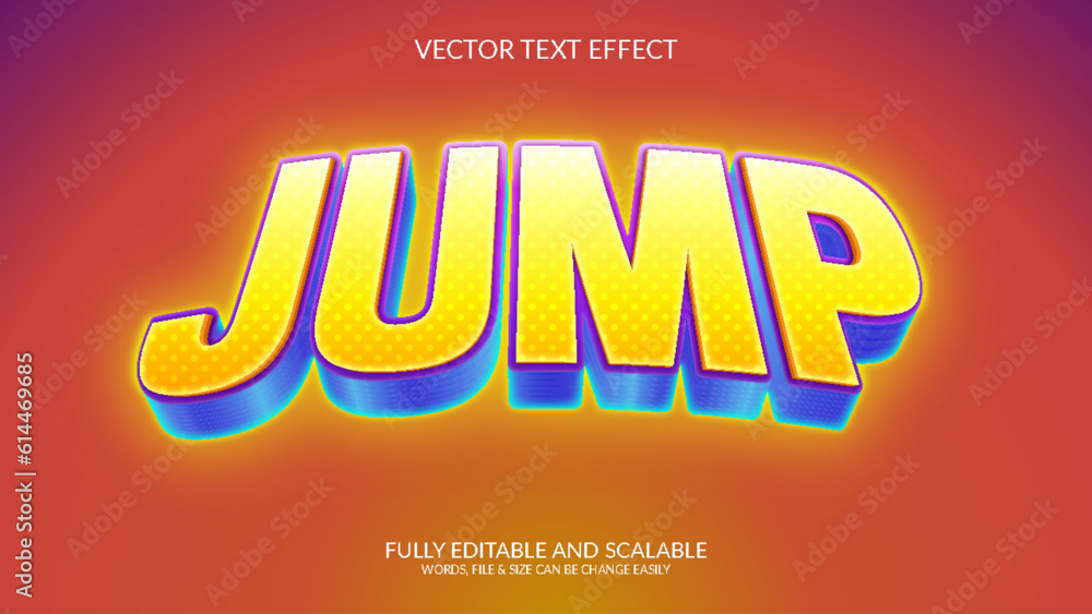 Wall mural jump 3d editable vector text effect template