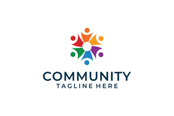 Fototapeta na wymiar Abstract community people colorful logo icon minimalist style