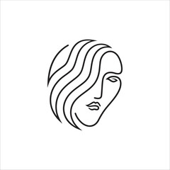 Woman face logo concept in continuous line style