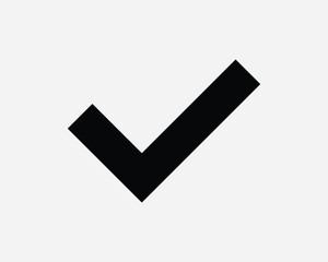 Correct Icon. Tick Check Checkmark Verified Correct Right Vote Approved Confirm Accepted. Black White Sign Symbol Artwork Graphic Clipart EPS Vector