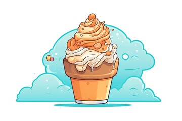 Soft serve ice cream illustration. Food illustration. Generative AI