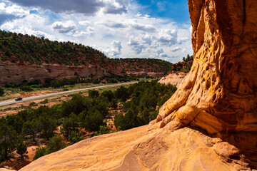 A view of Highway 89 from Moqui Cave